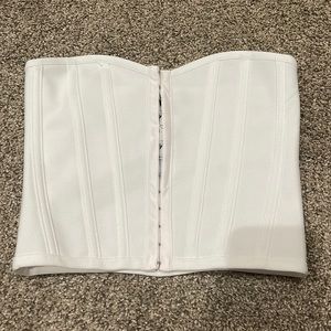 PLT white bandage hook and eye structures corset top